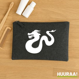 Huuraa Kulturbeutel Dragon Silhouette Geschenk 1 Liter Charcoal Filz Dragon Geschenkidee