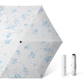 日傘 超軽量 折りたたみ UVカット 紫外線遮断 晴雨兼用 折り畳み日傘 ワンタッチ自動開閉 UPF50+ 日焼け防止 熱中症対策 コンパクト 携帯便利 折りたたみ傘 耐風撥水 レディース メンズ 男女兼用 収納ポーチ付き プレゼント ギフト 折りたたみ傘 遮光率 100% UV遮蔽率 100% 超撥水 完全遮光 持ち込みやすい シンプル たたみやすい コンパクト 超軽量 わずか 6本骨 豪雨 梅雨対策 折りたたみかさ 紫外線カット 14カラー 便利 旅行 アウトドア (花柄×ブルー)