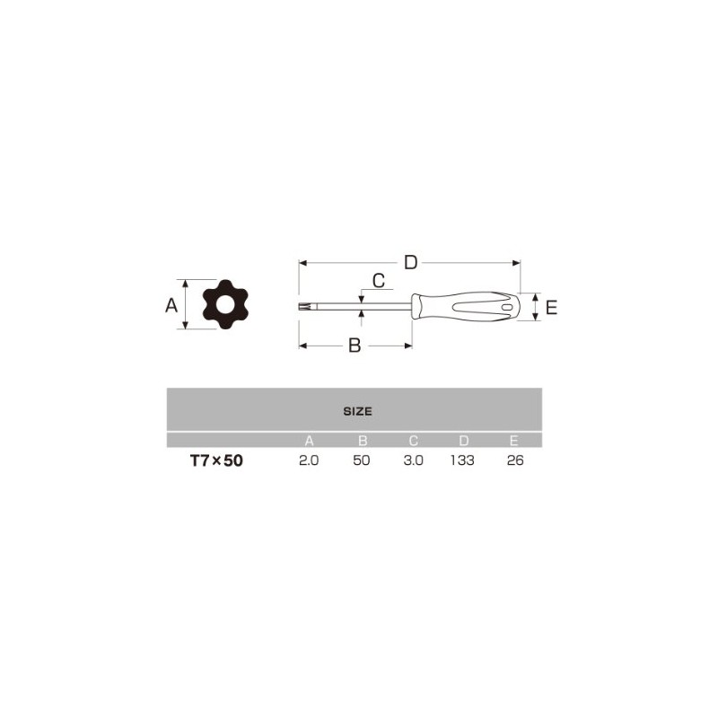 ANEX Screwdriver Torx T7x50 with Hole No. 6300