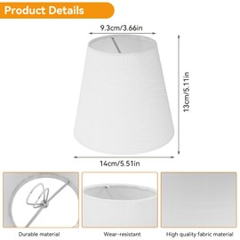 6pcs Small Lamp Shade, White Lampshades Clip on Lamp Shade Barrel Fabric Lampshade for Candelabra Bulbs Table Chandelier Wall Lamp
