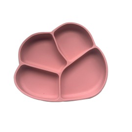 Imagination Junction Bear paw-shaped silicone dinner plate, divided plate, 100% food-grade silicone material, suction cup on the bottom, microwave and dishwasher safe, yellow (Pink)
