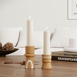 Candle Holder for Pillar Candle Set of 2, Modern Terracotta Candlestick Holders Decorative Candle Stand, Pillar Candle Holders Tall Set for Wedding, Dining Table, Home Decoration, Gift for mom Women