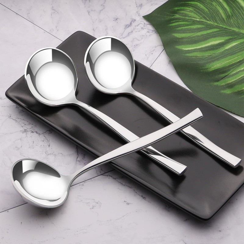 Knifefish 4 Pcs Soup Ladle Spoons, Stainless Steel Sauce Ladle,