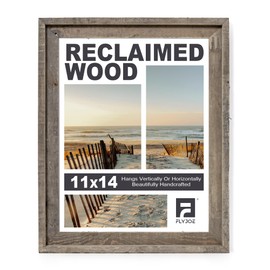 Rustic 11x14 Picture Frame, Reclaimed Barnwood Frame with Tempered Glass, Distressed Gallery Frame Set, Mounting or Table Display for Photos Posters