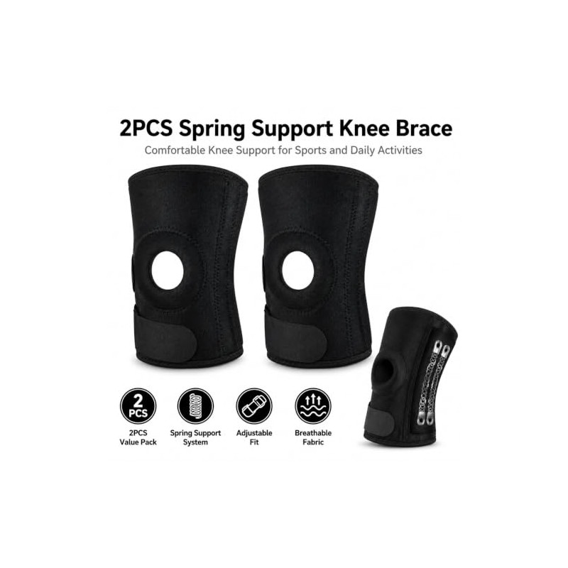 2 Pack Knee Support Brace Spring Compression Sleeve for Men