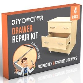 DIY Doctor Drawer Repair Kit - Pack of 4 Dresser Drawer Bottom Replacement Parts - Drawer Fixer - No Need for Kitchen Drawer Replacement - Replacement Kitchen Drawer - Fix Buckled Drawers