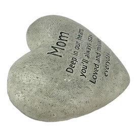 Mom “Deep in our hearts you'll always stay...” Cement Heart Memorial Garden Stone 6 Inch