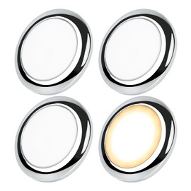 acegoo Campervan Boat LED Ceiling Light Surface Mount 12V 80mm PC Material Puck Light for Camper Van Truck Motorhome Car Interior Lighting, 12 Volt Under Cabinet Downlight (Chrome,3000K)