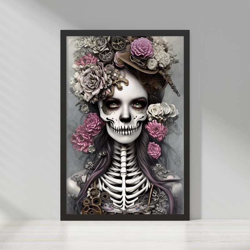 Floral Gothic Dark Wall Art Framed Print Makes a Perfect