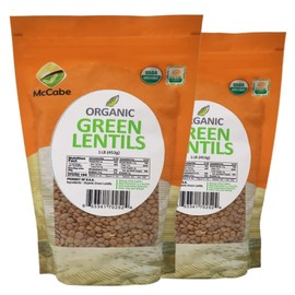 McCabe Organic Green Lentils - Green Lentils Organic | Rich with Fiber & Minerals | USDA and CCOF Certified | Product of USA | 1Lbs (Pack of 2)