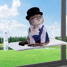 ZPARIK 6 Suction Cups Cat Window Perch 23in, Cat Window Hammock for Large Cats, Foldable Cat Bed Seat Cat Window Shelf for Cats Inside, Holds Well for Heavier Cats Easy to Adjust