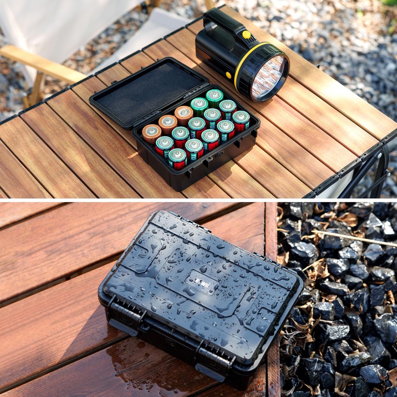 KIWIFOTOS 15 Slots D Battery Organizer Storage Case IP67 Waterproof