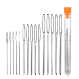 Jaimela Pack of 15 Darning Needles, Large Eye, Sewing Needles Set, 5.2 cm, 6 cm, 7 cm, Steel Sewing Needles for Thick Wool with 1 Storage Tube