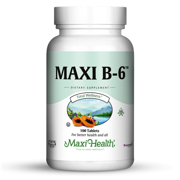Maxi Health B-6 - Vitamin B6-100 mg Cardiovascular Health - 100 Tablets - Kosher (100 Pack)