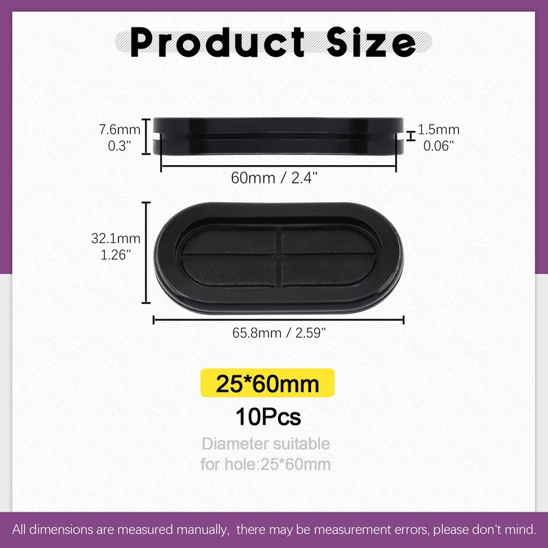 Swpeet 10Pcs 63/64" x 2-23/64" - 25 x 60mm Double
