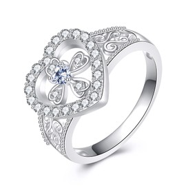 JERWLI Heart Cross Ring 925 Sterling Silver Faith Rings Purity Rings for Women Christian(6)(7)(8), Sterling Silver, No Gemstone