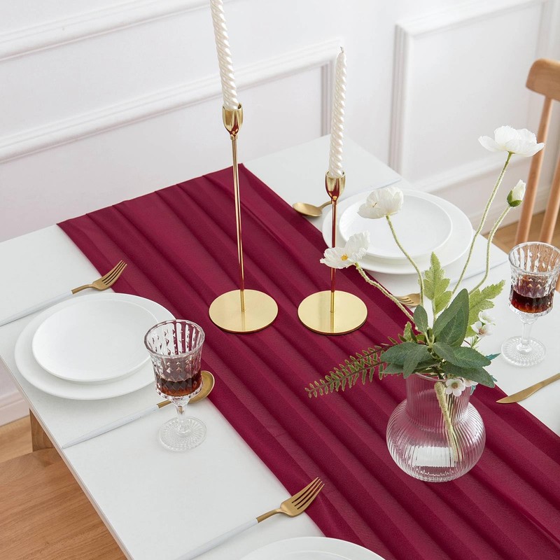 AOKSUNOVA Table Runner Chiffon Bordeaux Red 70 x 400 cm