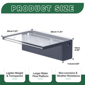Pool Fountain, LONGRUNNEW Transparent Acrylic Pool Waterfall Spillway with Pipe Connector Kits for Indoor/Outdoor Decorative, 11.8 Inches Pool Water Feature for Garden Patio, Backyard Koi Pond Decor