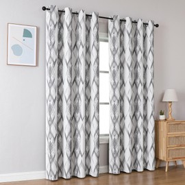 BULLPRINCESS Blackout Curtains 84 Inch Length 2 Panels Set for Bedroom/Living Room, Noise Reducing Window Treatment Thermal Insulated Drapes, Curves & Circles Grey, W 52xL 84 Inch