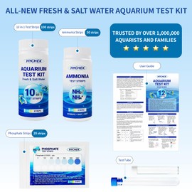 HYCHEK 12 in 1 Accurate Aquarium Test Kit, Fresh and Salt Water Test Strips