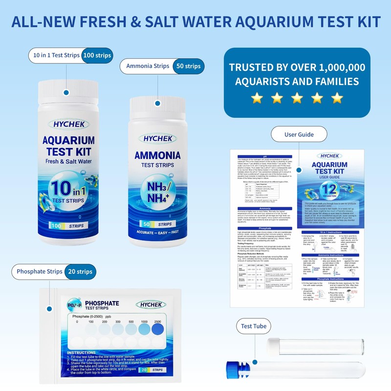 HYCHEK 12 in 1 Accurate Aquarium Test Kit, Fresh and