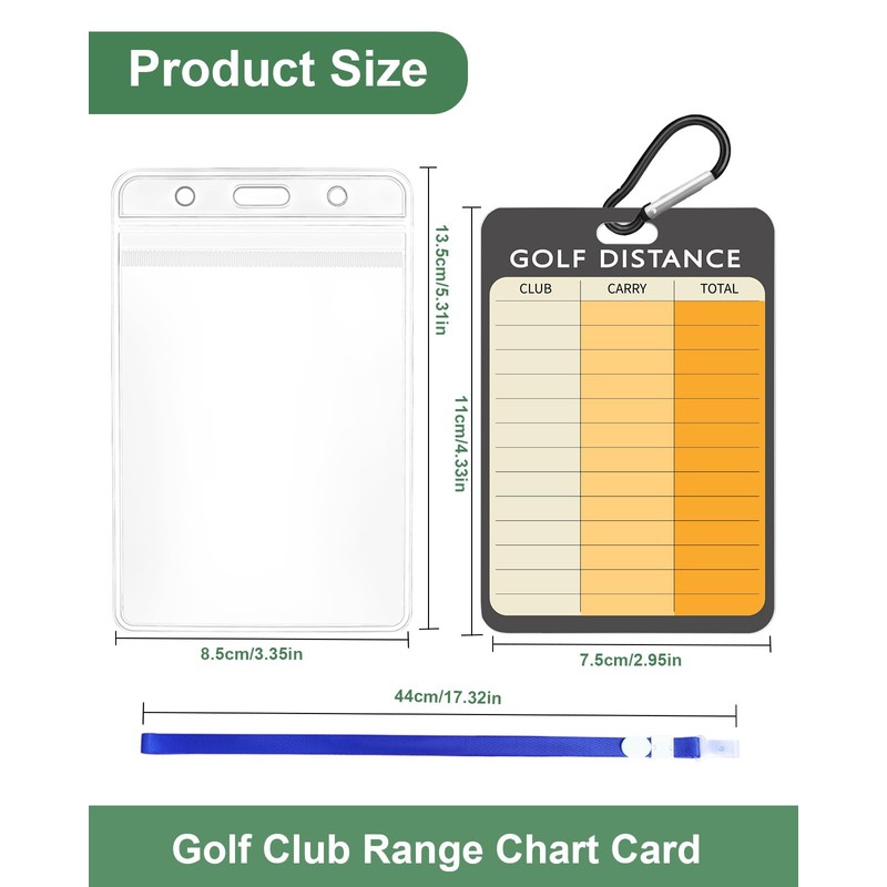 Swooflia 2 Pcs Golf Club Range Chart Card - Women