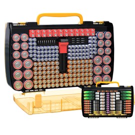 Large Capacity 269 Battery Organizer Storage Case with Tester, Double-Side Battery Holder Container for AA AAA AAAA C D 9V Lithium 3V CR123 CR1632 18650 Batteries(Box Only) (Black)