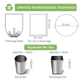 Small Trash Bags 3 Gallon Biodegradable, Compostable Bathroom Trash Bags 100 Count Unscented Leak Proof Small Garbage Bags Strong Wastebasket Liners Bags for Home Kitchen Office Yard Car Pet Green