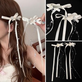 Seiunn Ribbon Hair Accessories, Hair Ribbon, Set of 4, Bowknot Hair Clip, Cute, Stylish, Entrance Ceremonies, Graduation Ceremonies, Weddings, Birthdays, Parties, Recitals, Yukata, Fireworks Displays