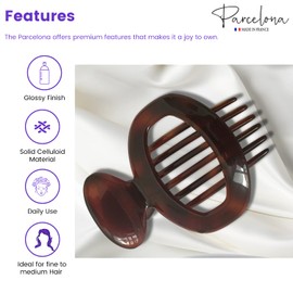 Parcelona French Duck Beak Oval Shell Brown 4 inch Celluloid Large Side Slide In Secure Grip Hair Updo Hinge Women Yoga Claw Clip