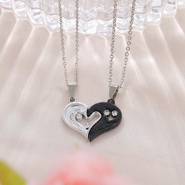 6PCS Couples Necklace Bracelets Set Valentines Day Decorations Gifts Moon Star Rings for Couples Relationship Couple Bracelet for Him Her Couple Gifts for Gfriend Briend Valentines Day Jewelry Accessories