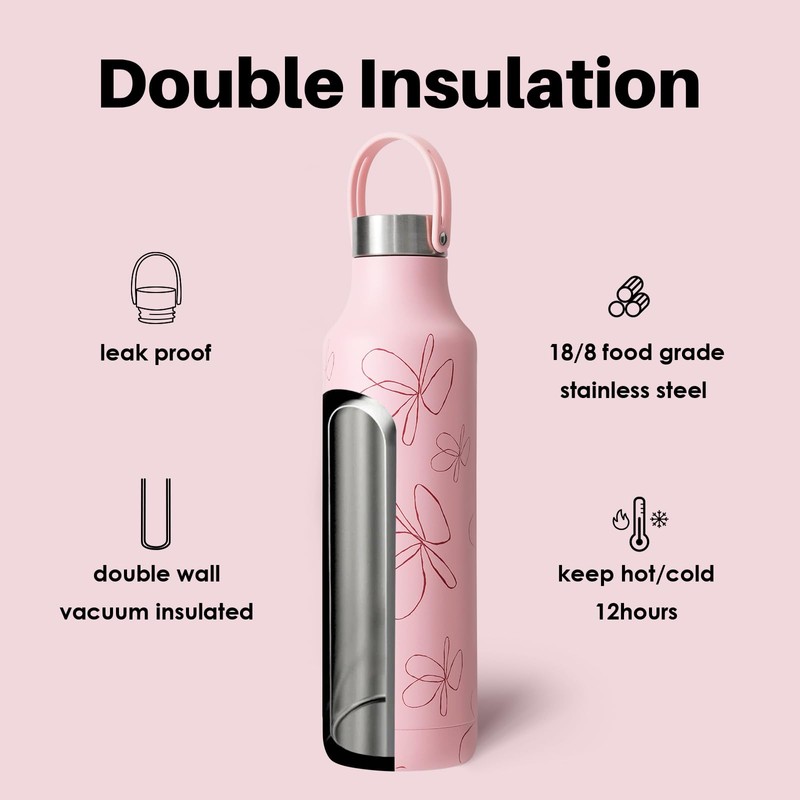Bottle Bottle 600ml Insulated Water Bottle with Handle Hiking Drink