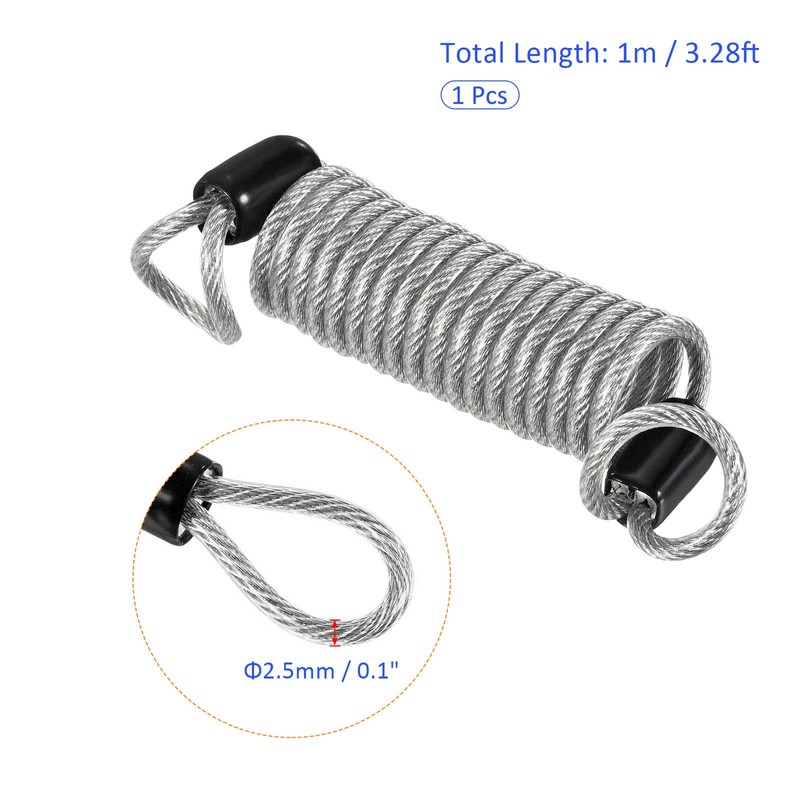 M METERXITY Disc Lock Safety Steel Cable Plastic Coated Spring