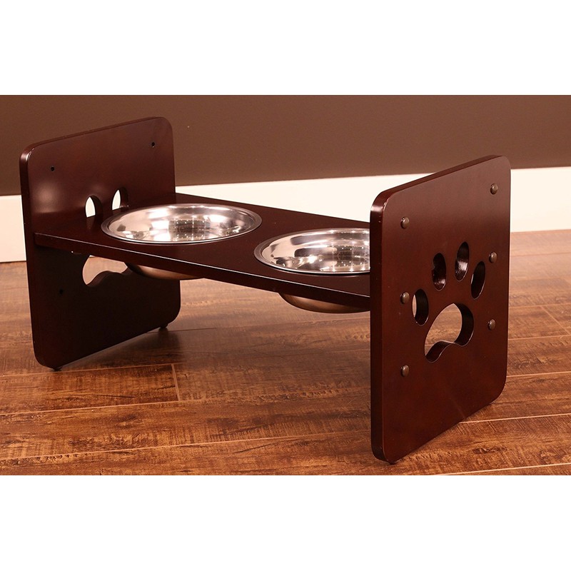 zoovilla Adjustable Pet Feeder, Espresso