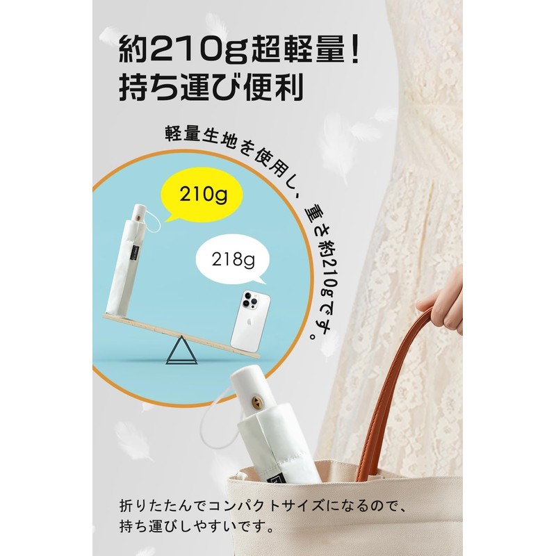 Folding Umbrella, Lightweight, 7.4 oz (210 g), Parasol, One-Touch Automatic