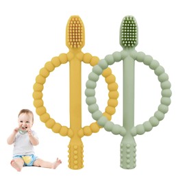 Beißspielzeug Baby, 2 Stück Baby Zahnungshilfe, Beissring, Zahnhilfe, BPA-frei, Stimulieren und Massieren Sie Wundes Zahnfleisch Geeignet für ab 3 Monaten