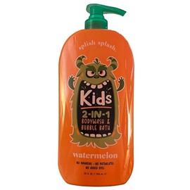 Splish Splash Kids 2-in-1 Body Wash & Bubble Bath | Tear-Free, Paraben-Free & Dye-Free | Gentle Suds for All Skin Types – Fun Bath Time for Kids – Watermelon 32 Fl Oz