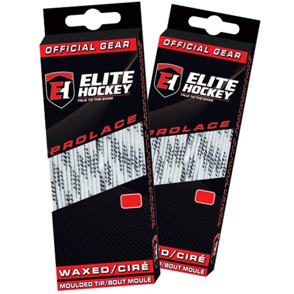 Elite Hockey Prolace Waxed Hockey Laces - Set of 2 Pairs (White, 130")