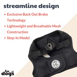 Huxley & Kent Hudson Walking & Training Harness - Black (Medium, 15-22lbs) - Easy Control Step-in Mesh Vest Harness with Reflective Strips for Safety - H&K