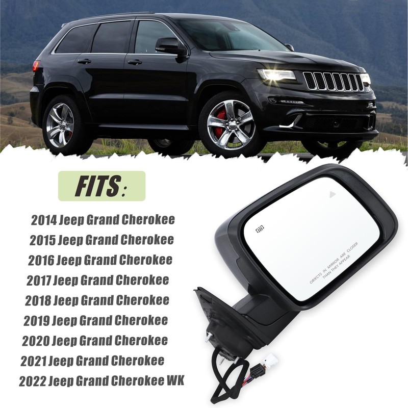 Lqito Right Passenger Side Mirror Fits 2014-2021 Jeep Grand Cherokee
