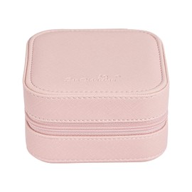 Luxury Travel Jewelry Box for Women Mini Organizer Small Jewelry Portable Travel Case for Rings Earrings Necklace Multifunctional Storage Mother's Day Gift Women Wife Daughter Gift (LIGHT PINK)