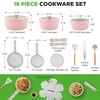 NutriChef 18-Piece Ceramic Cookware Set with Detachable Handles, Non Stick