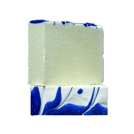 Jabón Artesanal Desodorante Natural con Maranta, Alumbre y Bicarbonato, Barra de 125 Gramos, Diseño Marmoleado Azul y Blanco
