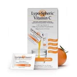 LivOn Laboratories Lypo–Spheric Vitamin C, 1000 mg Vitamin C & 1000 mg Essential Phospholipids Per Packet, Liposome Encapsulated for Improved Absorption, 100% Non–GMO, 1 Carton, 0.2 Fl Oz (Pack of 30)