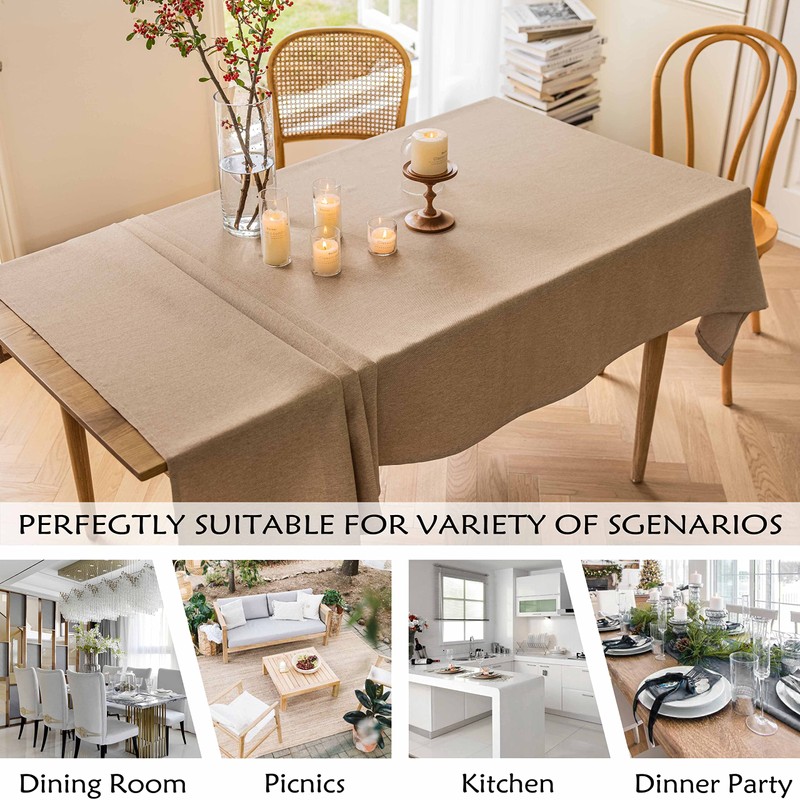 Home Brilliant Table Cloth Rectangular Washable, Waterproof Tablecloth Faux Linen