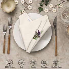 Ruvanti Premium Cloth Napkins Set of 12, 18x18 Inches, 100% Cotton, Washable, Soft & Absorbent, Perfect for Wedding, Christmas, ‎Thanksgiving Dinners - Natural Color