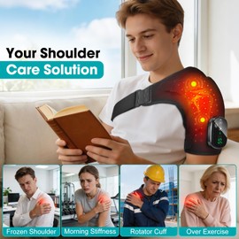 FiteEase Shoulder Massager with Heat, Heated Shoulder Brace with Red Light