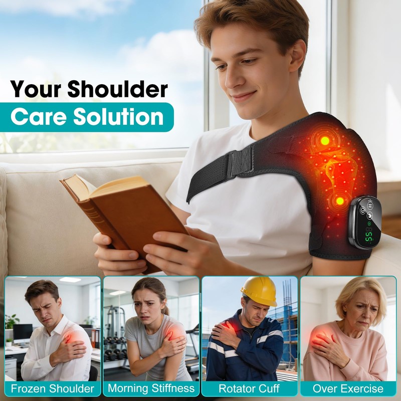 FiteEase Shoulder Massager with Heat, Heated Shoulder Brace with Red