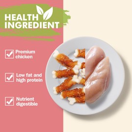 Puddonio Dog Treats, 2.3 Inch Chicken Wrapped Calcium Bones, Rawhide Free Dog Chews Natural and Chewy Dog Treats, Dog Training Snacks for Small Dogs, 20 oz