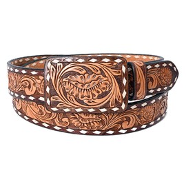 American Darling Beautifully Hand Tooled Tan Genuine American Leather Belt Men and Women Western Belt with Removable Buckle